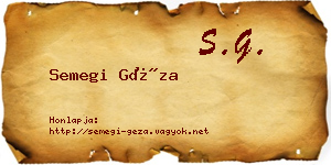 Semegi Géza névjegykártya